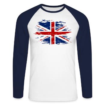 England used - Unisex Long Sleeve Baseball T-Shirt - white/navy - Front - Nik (191cm)