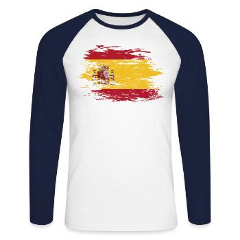 Spain used - Unisex Long Sleeve Baseball T-Shirt - white/navy - Front - Nik (191cm)