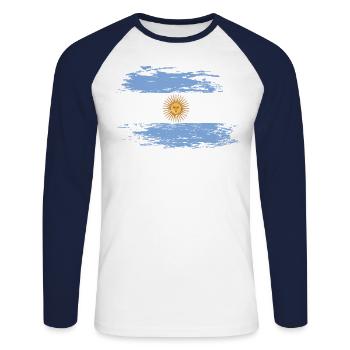 Argentina used - Unisex Long Sleeve Baseball T-Shirt - white/navy - Front - Nik (191cm)
