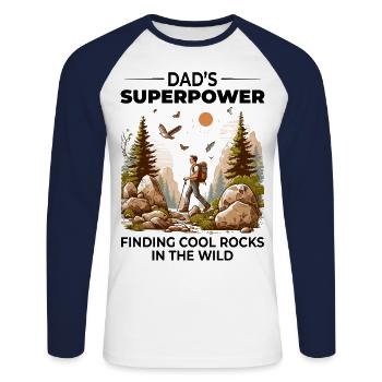 Rock Collecting Dad Nature Wilderness Adventure - Unisex Long Sleeve Baseball T-Shirt - white/navy - Front - Nik (191cm)