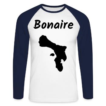 Vacances à Bonaire Antilles Caribbean Island - T-shirt baseball manches longues Homme - blanc/marine - Devant - Nik (191cm)