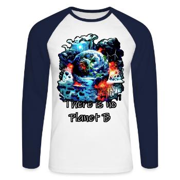 No Planet B - Unisex Long Sleeve Baseball T-Shirt - white/navy - Front - Nik (191cm)
