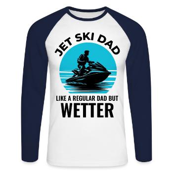Jet Skiing for Fun-Loving Dads - Unisex Long Sleeve Baseball T-Shirt - white/navy - Front - Nik (191cm)