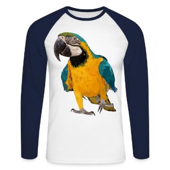 Ara ararauna - Unisex Long Sleeve Baseball T-Shirt - white/navy - Front - Nik (191cm)