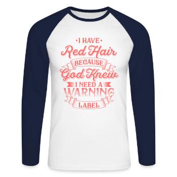 Ich habe rote Haare Shirt - Lustige Ginger Shirts - Unisex Baseballshirt langarm - Weiß/Navy - Vorne - Nik (191cm)