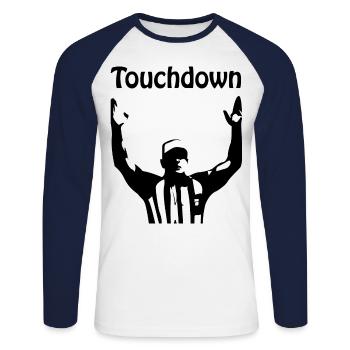 Touchdown football américain - T-shirt baseball manches longues Homme - blanc/marine - Devant - Nik (191cm)