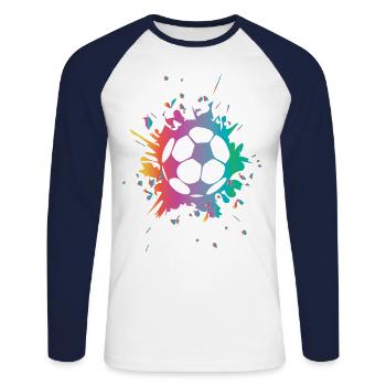 Soccer football shirt jersey club sports gift - Unisex Long Sleeve Baseball T-Shirt - white/navy - Front - Nik (191cm)