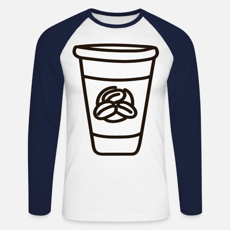Kaffeebecher - Unisex Baseballshirt langarm - Weiß/Navy