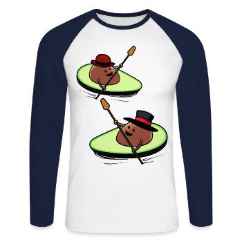 Kayak Avocado Race Paddle Boat Rowing Sporty - Unisex Long Sleeve Baseball T-Shirt - white/navy - Front - Nik (191cm)