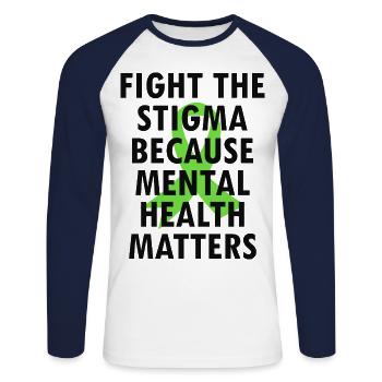 Mental Health Awareness - Unisex Long Sleeve Baseball T-Shirt - white/navy - Front - Nik (191cm)