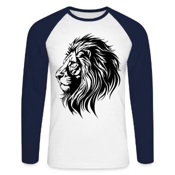 Löwenkopf Symbol Löwe - Unisex Baseballshirt langarm - Weiß/Navy - Vorne - Nik (191cm)