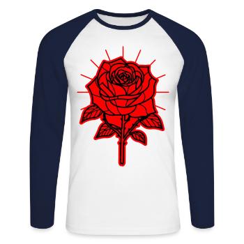 Épines de fleur de rose - T-shirt baseball manches longues Homme - blanc/marine - Devant - Nik (191cm)