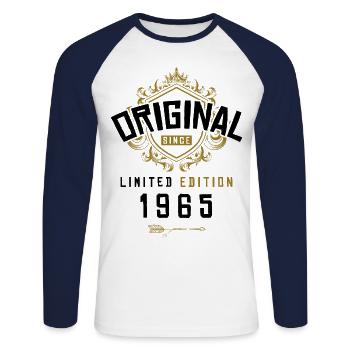 1965 limited edition Geburtstag - Unisex Baseballshirt langarm - Weiß/Navy - Vorne - Nik (191cm)