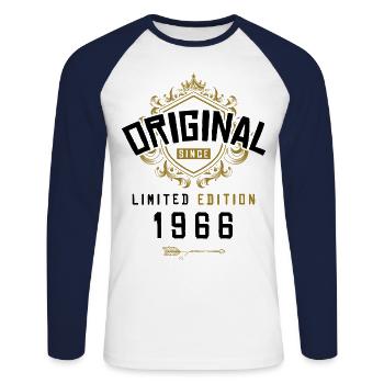 1966 limited edition Geburtstag - Unisex Baseballshirt langarm - Weiß/Navy - Vorne - Nik (191cm)