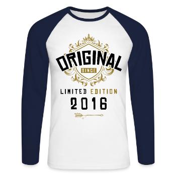 2016 limited edition Geburtstag - Unisex Baseballshirt langarm - Weiß/Navy - Vorne - Nik (191cm)