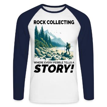 Pebble Rock Collecting Mineral Collectors Geology - Unisex Long Sleeve Baseball T-Shirt - white/navy - Front - Nik (191cm)