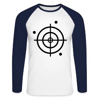 Zielscheibe - Unisex Baseballshirt langarm - Weiß/Navy - Vorne - Nik (191cm)