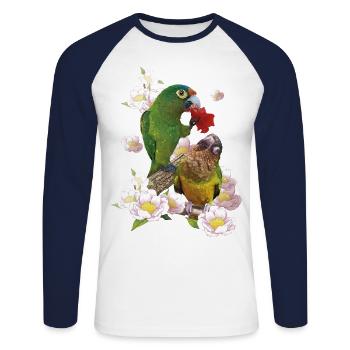 Le perroquet au visage sale - T-shirt baseball manches longues Homme - blanc/marine - Devant - Nik (191cm)