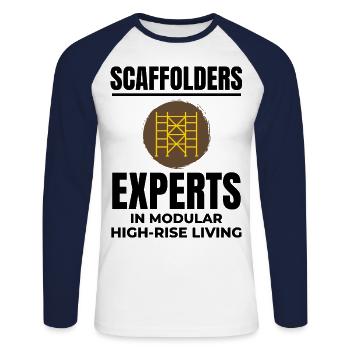 Scaffolder Scaffold Builder Scaffolding Platform - Unisex Long Sleeve Baseball T-Shirt - white/navy - Front - Nik (191cm)