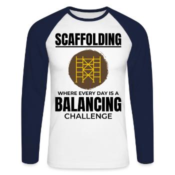 Scaffolder Scaffold Builder Scaffolding Platform - Unisex Long Sleeve Baseball T-Shirt - white/navy - Front - Nik (191cm)