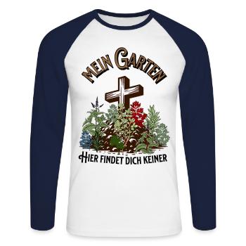 Garten lustiger Spruch schwarzer Humor Gärtner - Unisex Baseballshirt langarm - Weiß/Navy - Vorne - Nik (191cm)