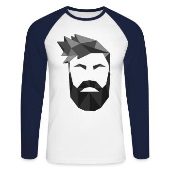 Origami Bart November rasieren Haare - Unisex Baseballshirt langarm - Weiß/Navy - Vorne - Nik (191cm)