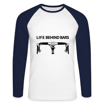 Life behind bars - Unisex Long Sleeve Baseball T-Shirt - white/navy - Front - Nik (191cm)