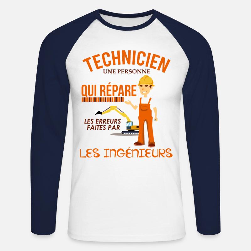 Technikerhemd • Wartung • Geschenk - Unisex Baseballshirt langarm - Weiß/Navy