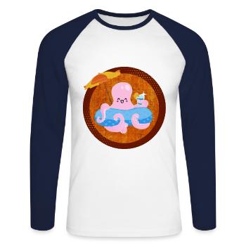 PIEUVRE D'ÉTÉ DRÔLE DE SOLEIL VACANCES - T-shirt baseball manches longues Homme - blanc/marine - Devant - Nik (191cm)