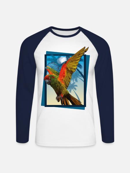 Rotfront-Ara - Unisex Baseballshirt langarm - Weiß/Navy