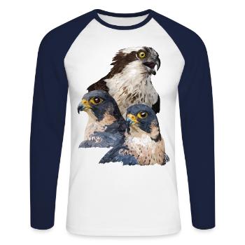 Oiseaux de proie - T-shirt baseball manches longues Homme - blanc/marine - Devant - Nik (191cm)