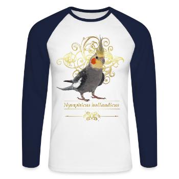 Nympha cockatoo - Unisex Long Sleeve Baseball T-Shirt - white/navy - Front - Nik (191cm)