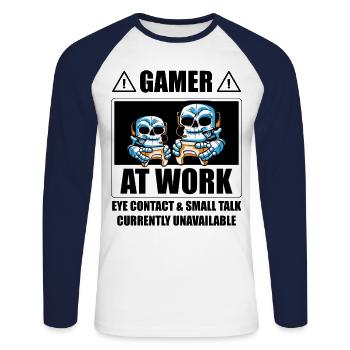 Gamer At Work Video Game Player Gaming Gamer Conso - Unisex Baseballshirt langarm - Weiß/Navy - Vorne - Nik (191cm)