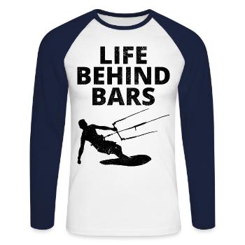 Kitesurfen Kitesurfen Kiteboarding Kiteboarder - Unisex Baseballshirt langarm - Weiß/Navy - Vorne - Nik (191cm)