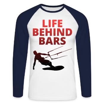 Kitesurfen Kitesurfen Kiteboarding Kiteboarder - Unisex Baseballshirt langarm - Weiß/Navy - Vorne - Nik (191cm)