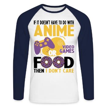 Wenn dies bei dem animierten Videospiel nicht der Fall ist, tun Sie - Unisex Baseballshirt langarm - Weiß/Navy - Vorne - Nik (191cm)
