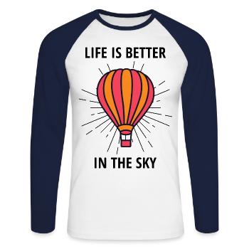 Montgolfière Montgolfière Pilote de montgolfière - T-shirt baseball manches longues Homme - blanc/marine - Devant - Nik (191cm)