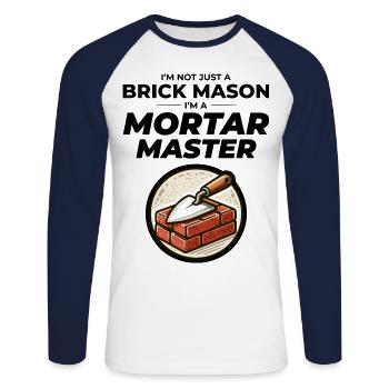 Maîtriser le mortier : l’ d’un maçon - T-shirt baseball manches longues Homme - blanc/marine - Devant - Nik (191cm)