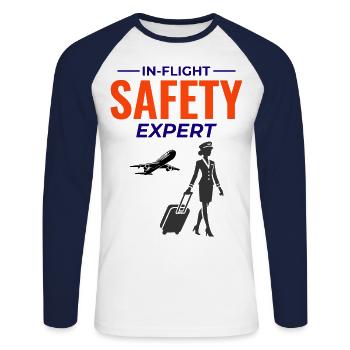 Flight Attendant Aviation Cabin Crew Air Hostess - Unisex Long Sleeve Baseball T-Shirt - white/navy - Front - Nik (191cm)