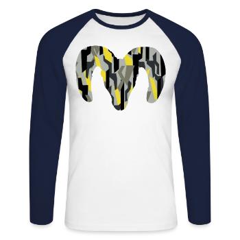 Dickhornschaf Camouflage – Wildnis pur - Unisex Baseballshirt langarm - Weiß/Navy - Vorne - Nik (191cm)