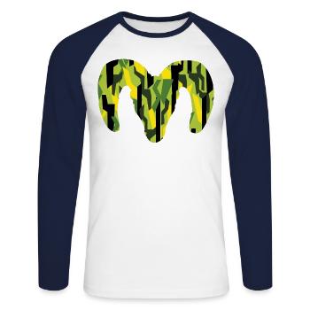 Dickhornschaf Camouflage – Wildnis pur - Unisex Baseballshirt langarm - Weiß/Navy - Vorne - Nik (191cm)