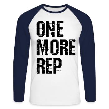 One More Rep vector - Unisex Long Sleeve Baseball T-Shirt - white/navy - Front - Nik (191cm)