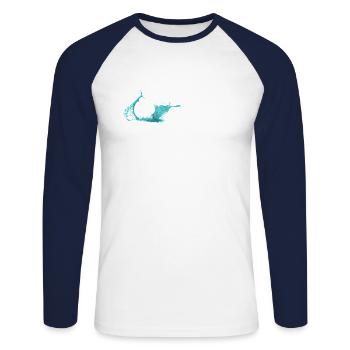 Spritzer - Unisex Baseballshirt langarm - Weiß/Navy - Vorne - Nik (191cm)
