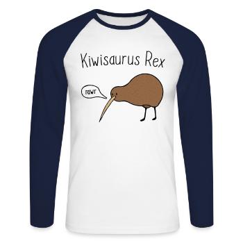 Kiwi Bird Kiwisaurus Rex - T-shirt baseball manches longues Homme - blanc/marine - Devant - Nik (191cm)