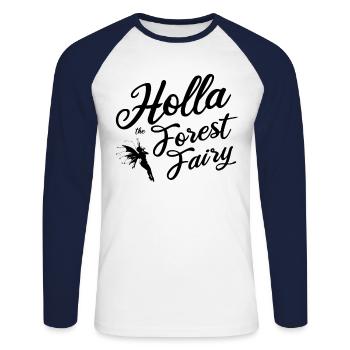 Holla the Forest Fairy Denglish English teacher - Unisex Long Sleeve Baseball T-Shirt - white/navy - Front - Nik (191cm)