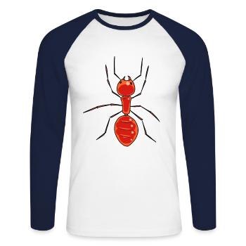 Fourmis Insectes Forêt Animaux Forêt Habitant Enfant - T-shirt baseball manches longues Homme - blanc/marine - Devant - Nik (191cm)