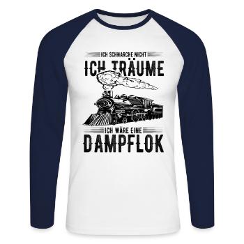 Lustiger Eisenbahn Spruch Für Lokführer Modellbau - Unisex Baseballshirt langarm - Weiß/Navy - Vorne - Nik (191cm)