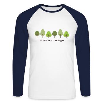 fier d'être un câlin d'arbre - T-shirt baseball manches longues Homme - blanc/marine - Devant - Nik (191cm)