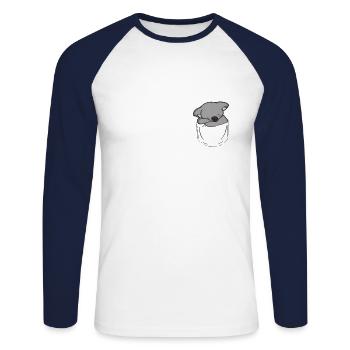 Koala dans la poche thoracique Adage australien Koalabär - T-shirt baseball manches longues Homme - blanc/marine - Devant - Nik (191cm)