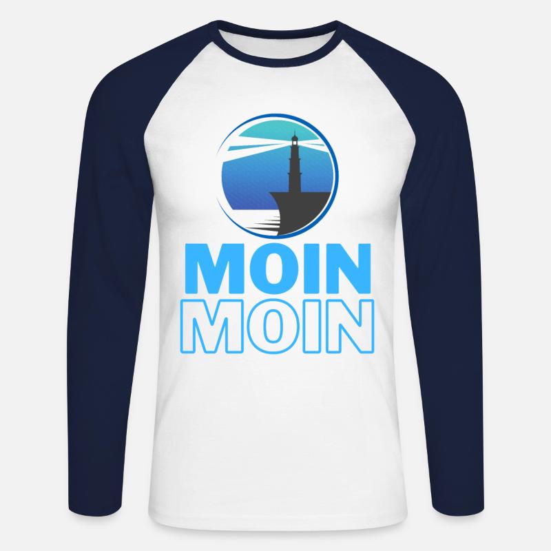 MOIN MOIN - Unisex Baseballshirt langarm - Weiß/Navy
